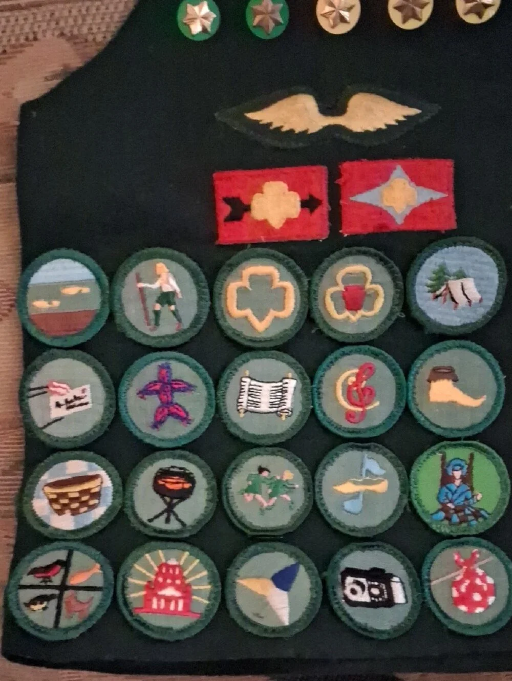 Girl Scouts Green Vest with Merit Badges - Kids